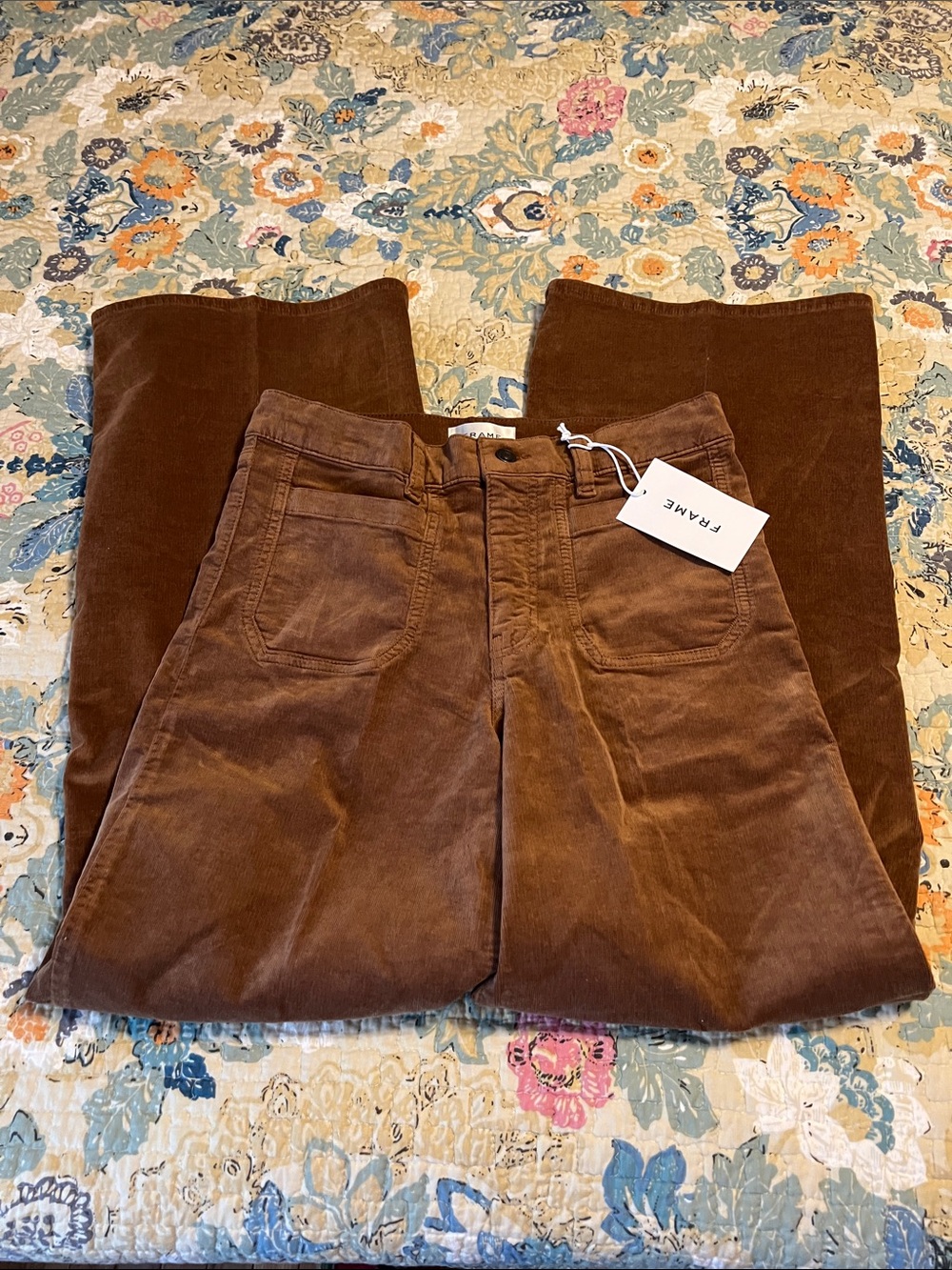 Frame Denim Brown Corduroy Le Slim Palazzo Pants - Picture 4 of 7